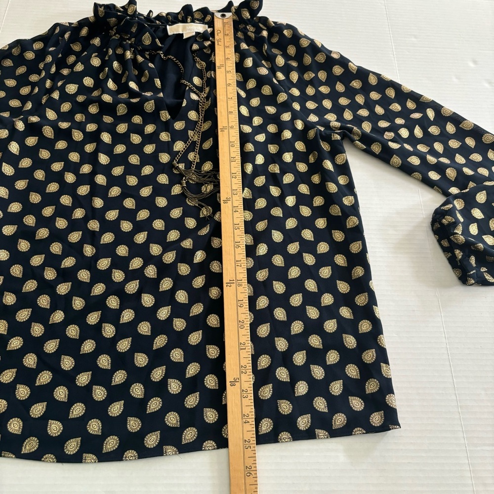 Michael Kors Bergalia Raglan Blouse Foiled Print Chain Tassels‎ Size M NEW - Picture 8 of 14